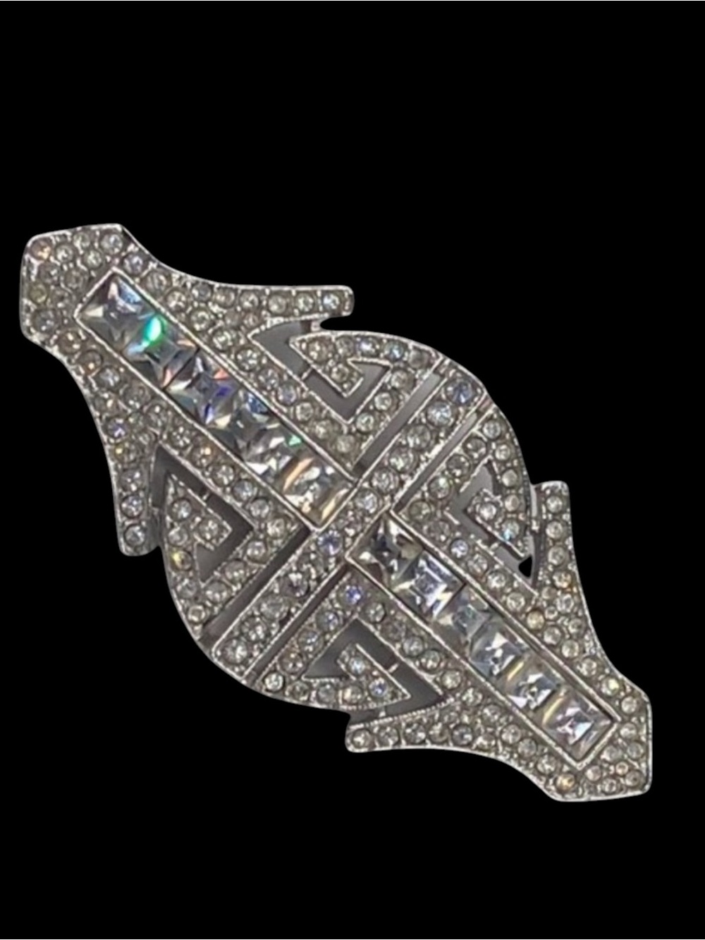 Signed Swarovski Art Deco Rhinestone Brooch